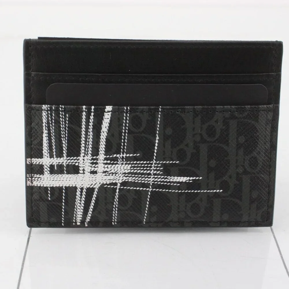 Dior Card Holder – Black Oblique Print
